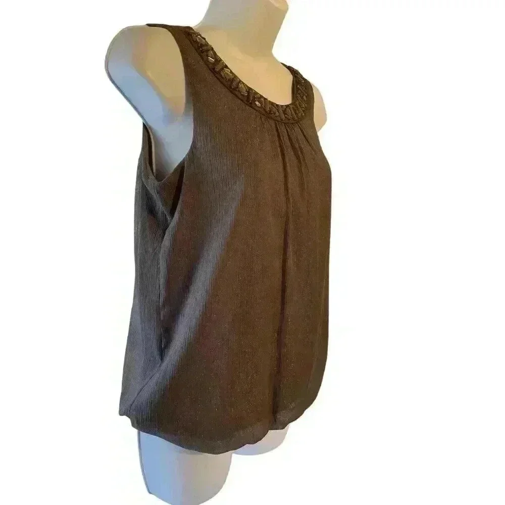 IZ Byer Women Charcoal Gray‎ Color with Rinstone Sleeveless Small Size NWT